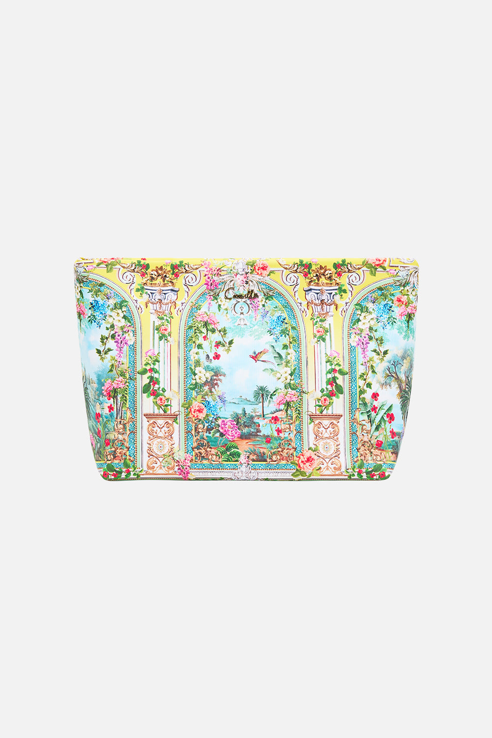 The CAMILLA large makeup clutch from our print tales of Topkapi palace, front product view