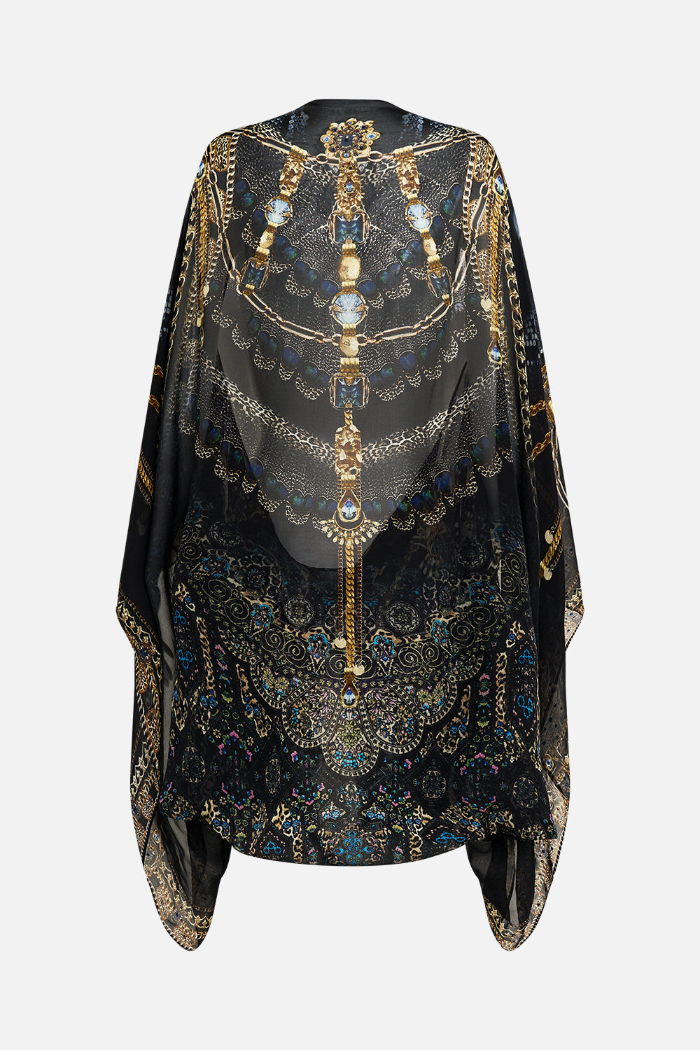 The CAMILLA silk chiffon shrug from our print song of the solstice, back product view