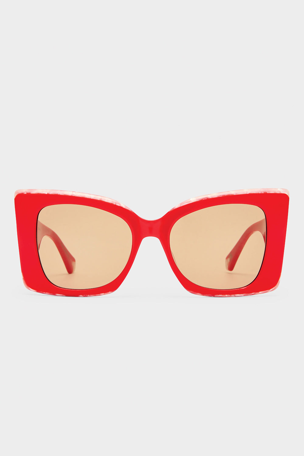 The CAMILLA WHERE'S MY VALET SUNGLASSES SOLID POPPY / IVORY MARBLE GOLD in our  print.
