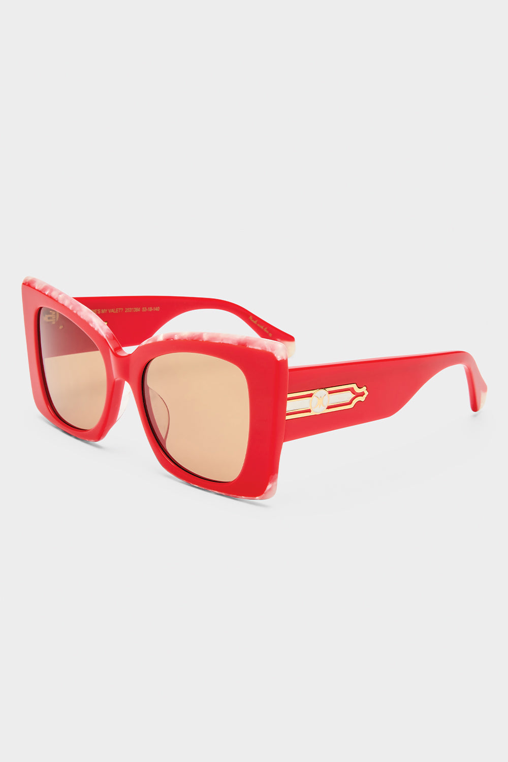 The CAMILLA WHERE'S MY VALET SUNGLASSES SOLID POPPY / IVORY MARBLE GOLD in our SOLID POPPY / IVORY MARBLE GOLD print.