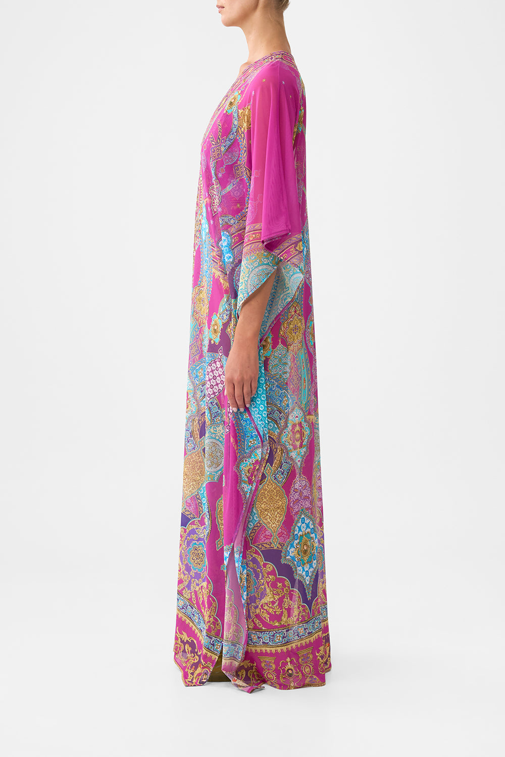 LONG V NECK KAFTAN WITH RING FRONT TRIM CONCUBINES, SULTANS & COURTIERS