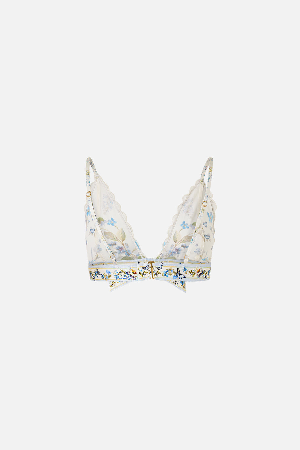 TOP DE BIKINI CON FORMA DE TRIÁNGULO, BORDES ONDULADOS Y LAZO DELANTERO - ESTAMPADO BOTANICAL BALLADS