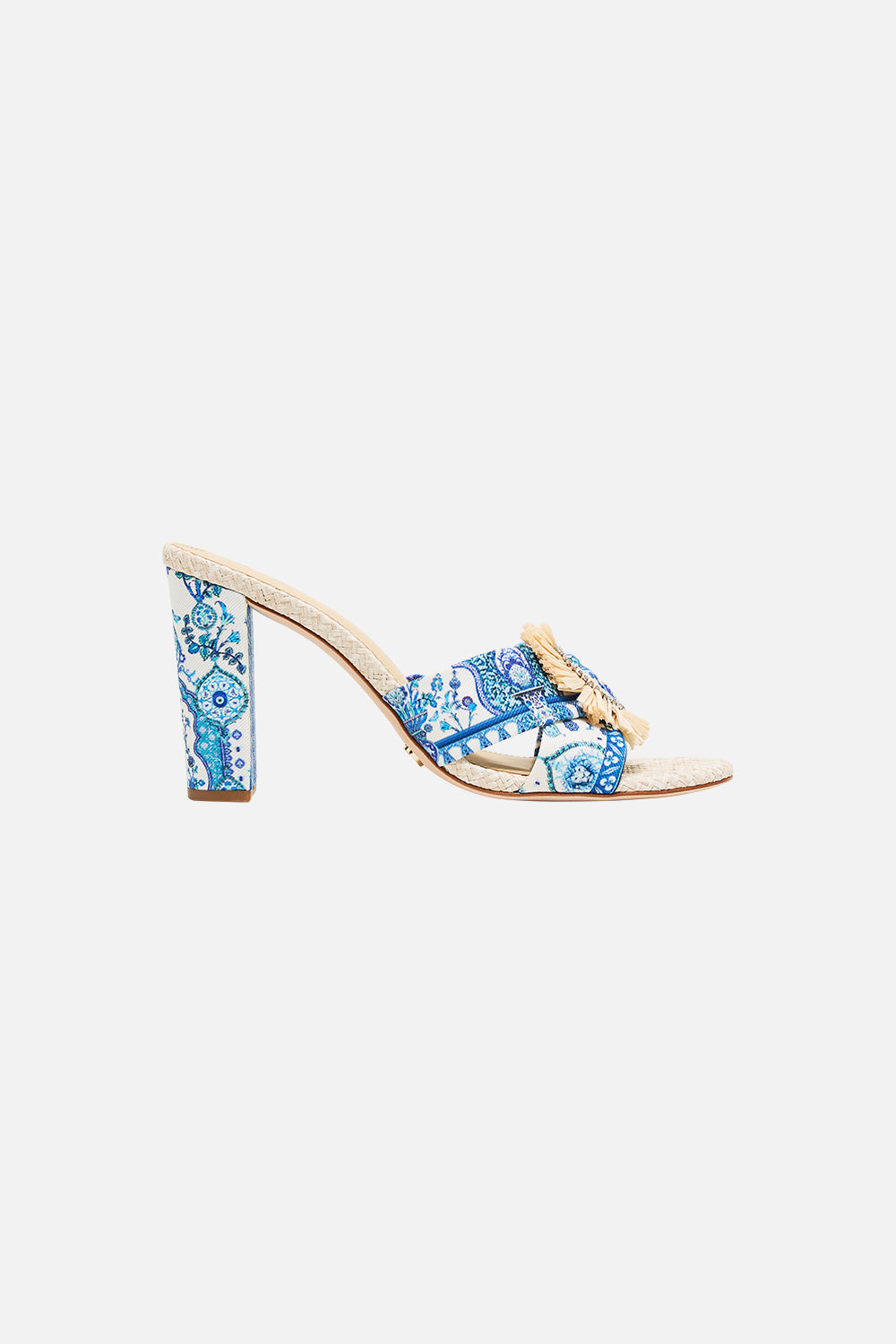 MULE CON TACÓN DE RAFIA ESTAMPADA AZRA ISNIK LULLABY