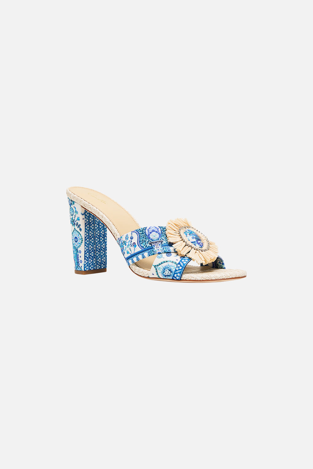 MULE CON TACÓN DE RAFIA ESTAMPADA AZRA ISNIK LULLABY