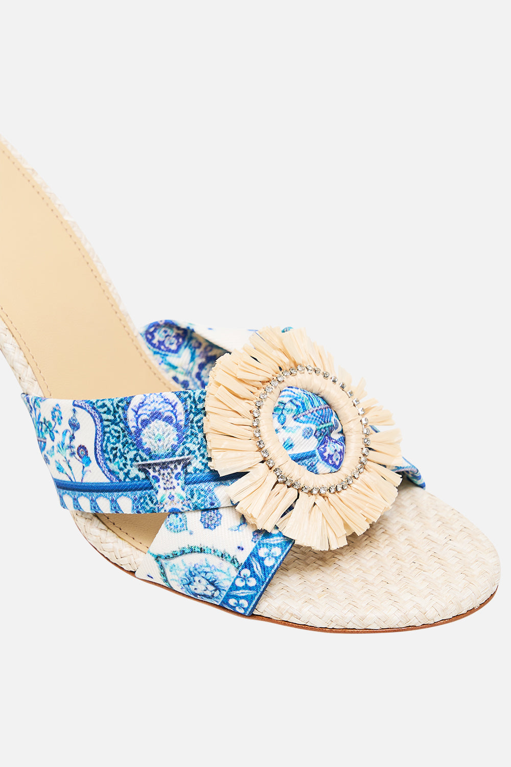 MULE CON TACÓN DE RAFIA ESTAMPADA AZRA ISNIK LULLABY