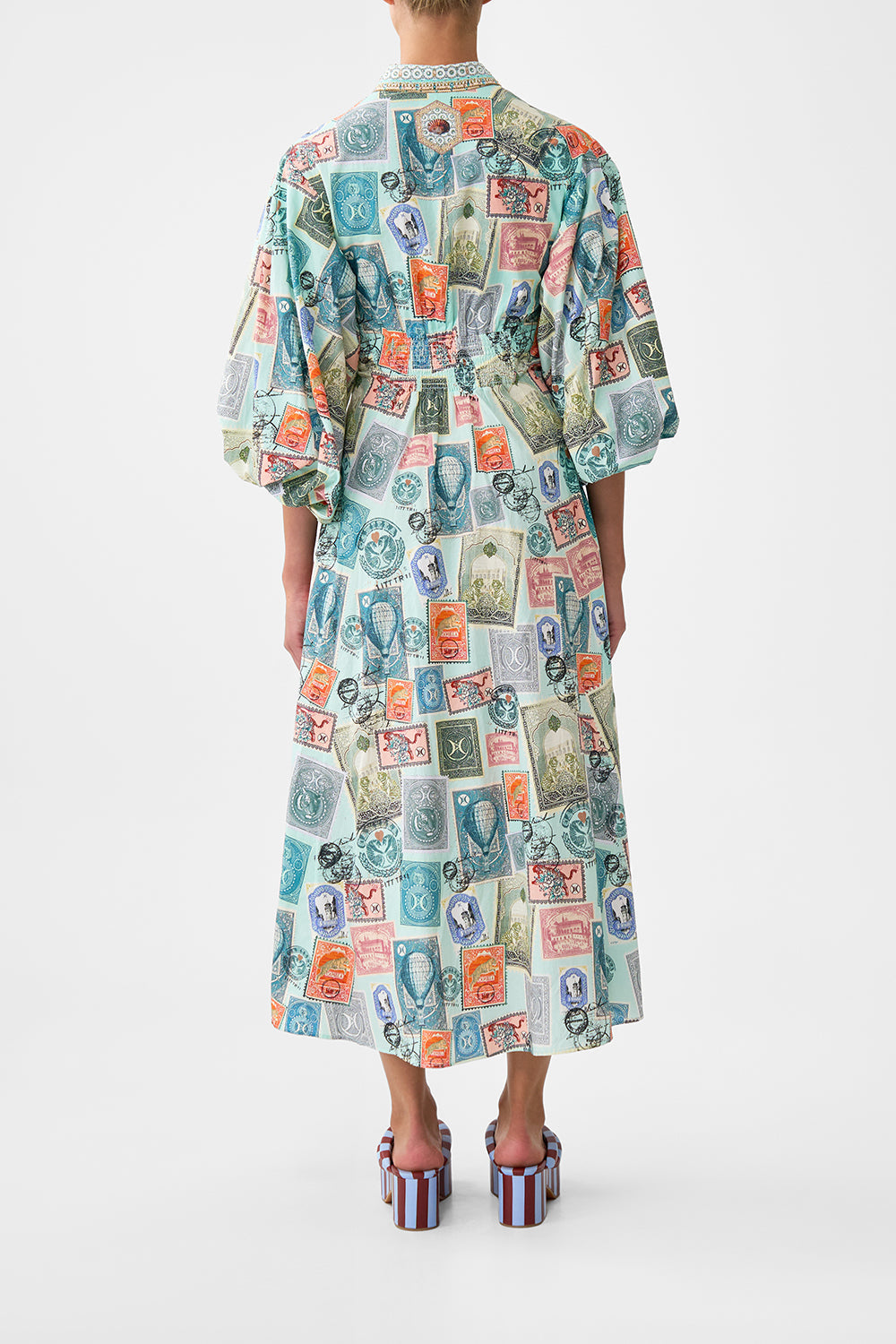 WAIST TIE SHIRT DRESS WITH BUBBLE SLEEVE WITH LOVE FROM TÜRKIYE