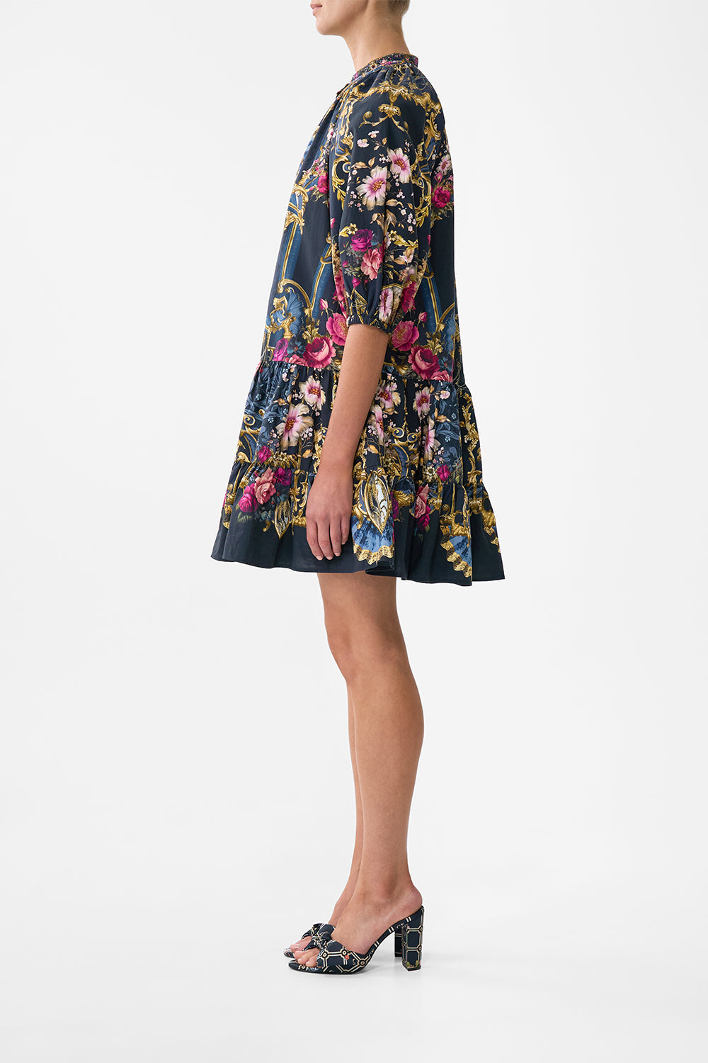 The CAMILLA Puff Sleeve Shirt Dress in our Ornate On A Plate print.