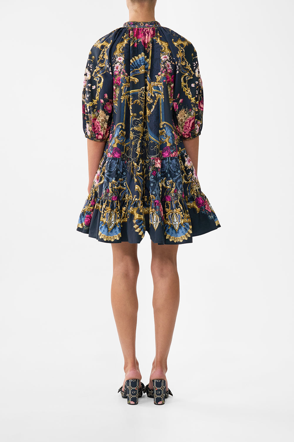 The CAMILLA Puff Sleeve Shirt Dress in our Ornate On A Plate print.