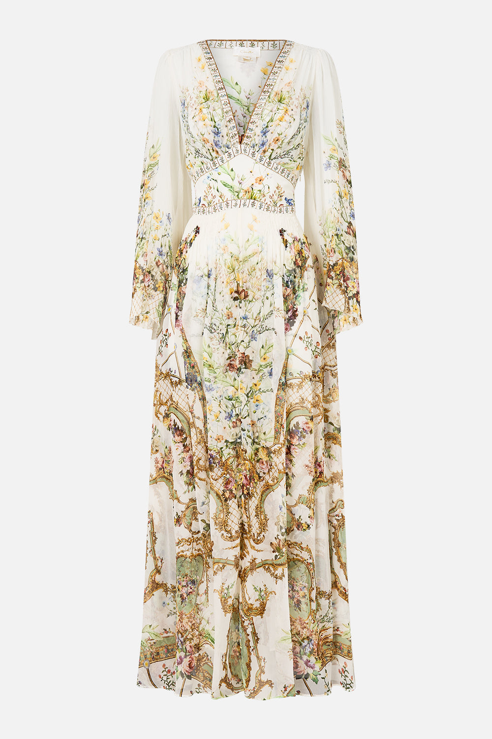 The CAMILLA Flared Sleeve Dress in our Dressing Room Drama print.