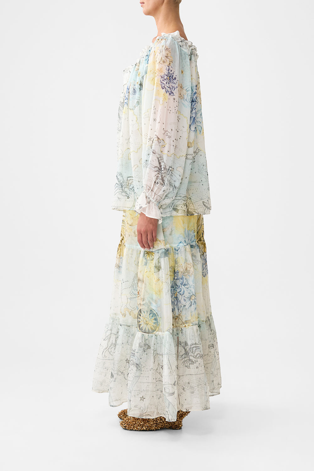 ROUND NECK GATHERED BLOUSE MY LUCKY STARS