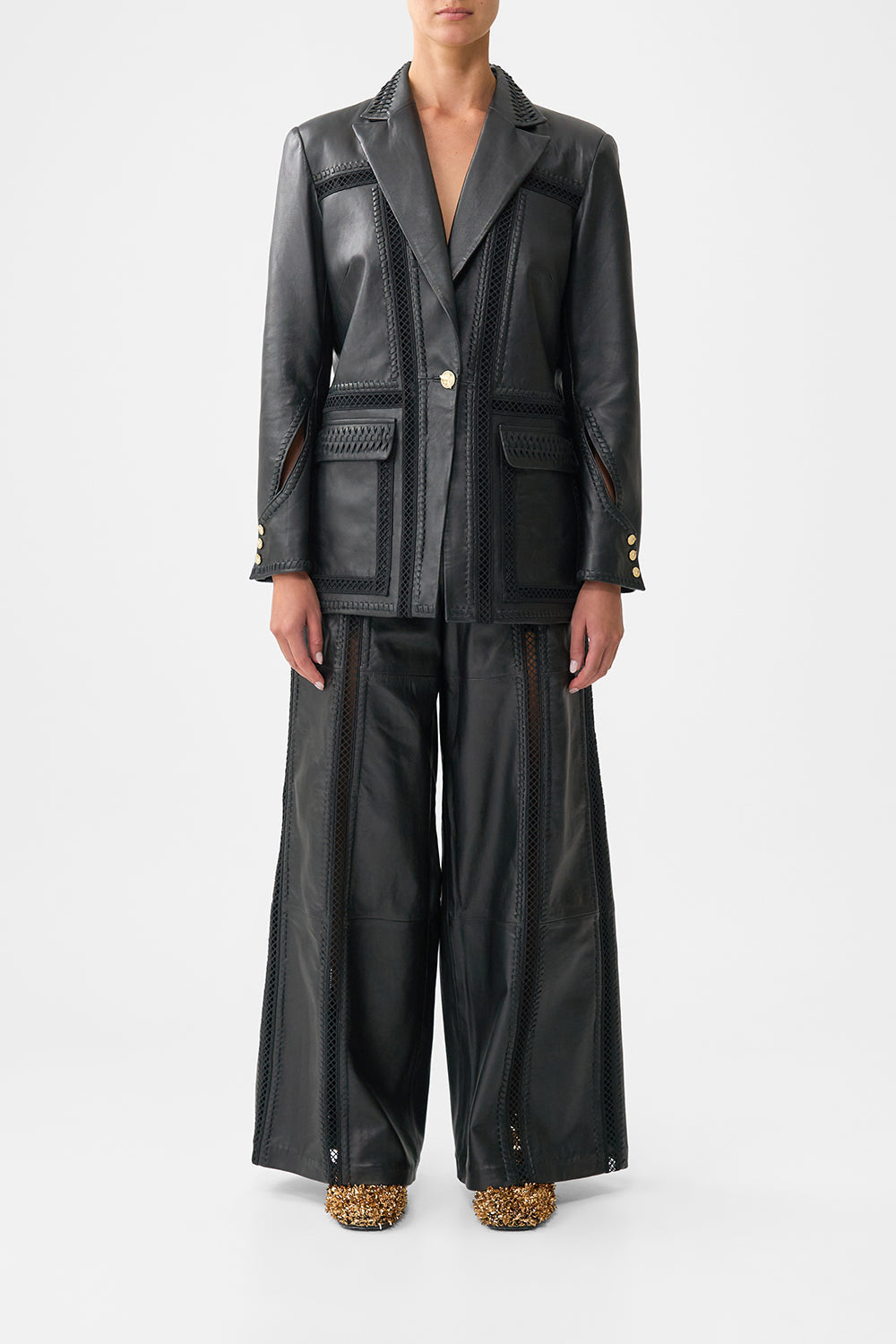 LEATHER JACKET WITH SLEEVE CUT OUT DETAIL OTTOMAN ELEGANCE