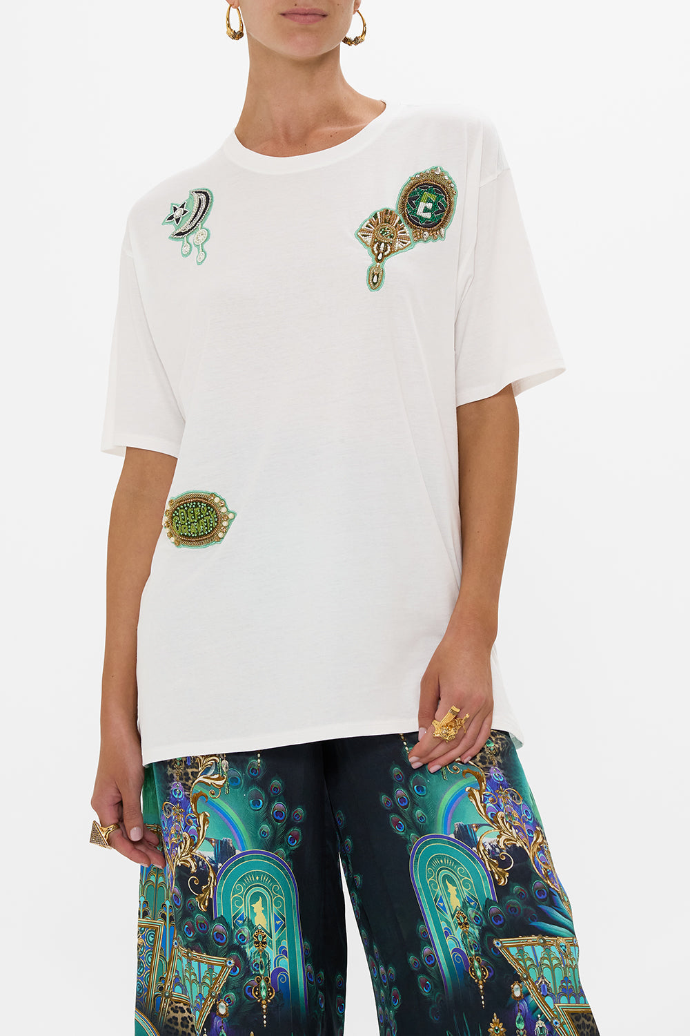 OVERSIZED BAND TEE- WHITE DEFY GRAVITY