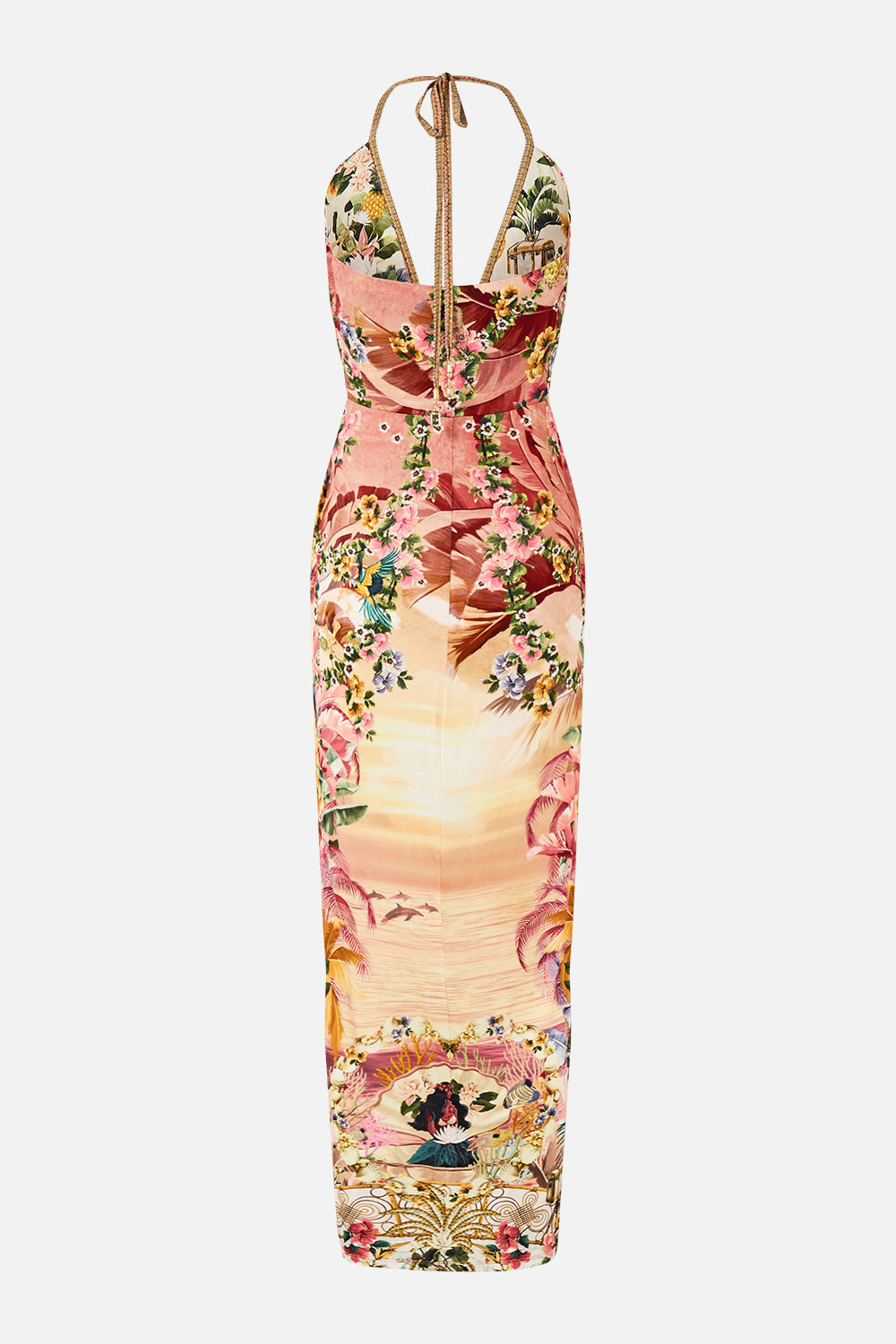 VESTIDO DE PUNTO CON CUELLO EN V Y FRUNCES BIENVENIDOS A THE WHITE LOTUS