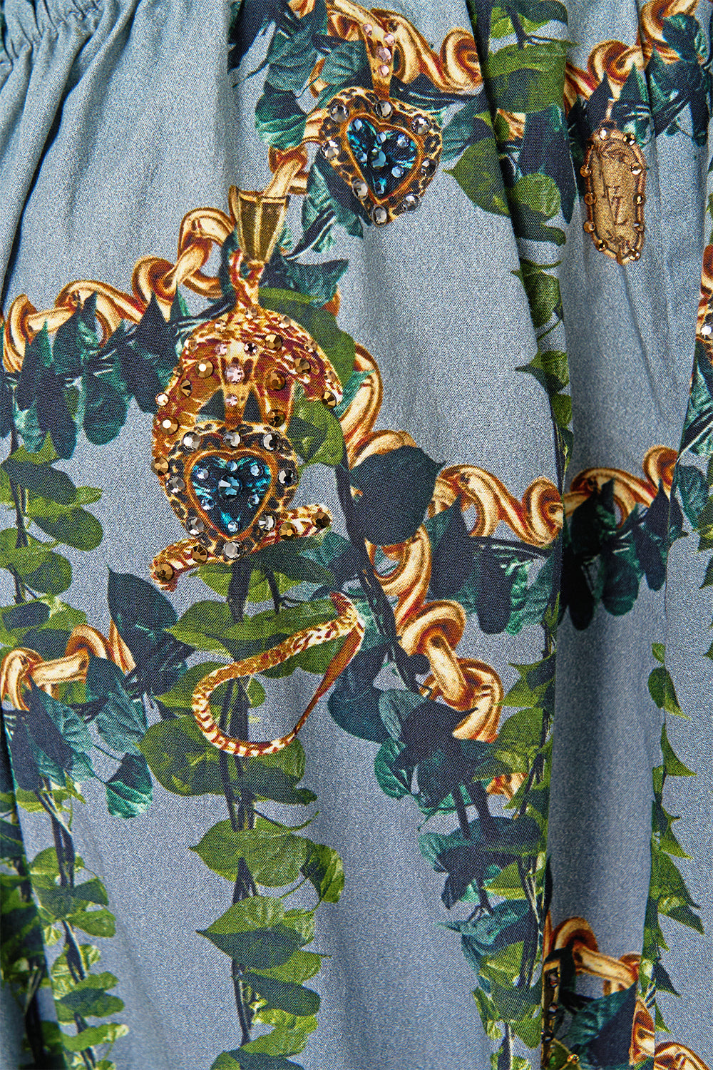 The CAMILLA ONE SHOULDER DRESS WITH BLOUSON SLEEVE READY FOR MY WELCOME DRINK in our  print.