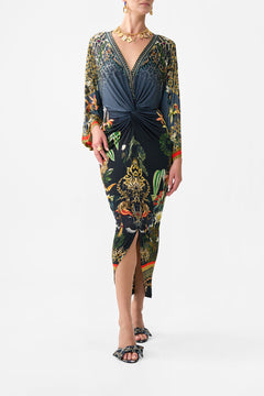 LONG SPLIT FRONT TWIST DRESS READY FOR MY WELCOME DRINK