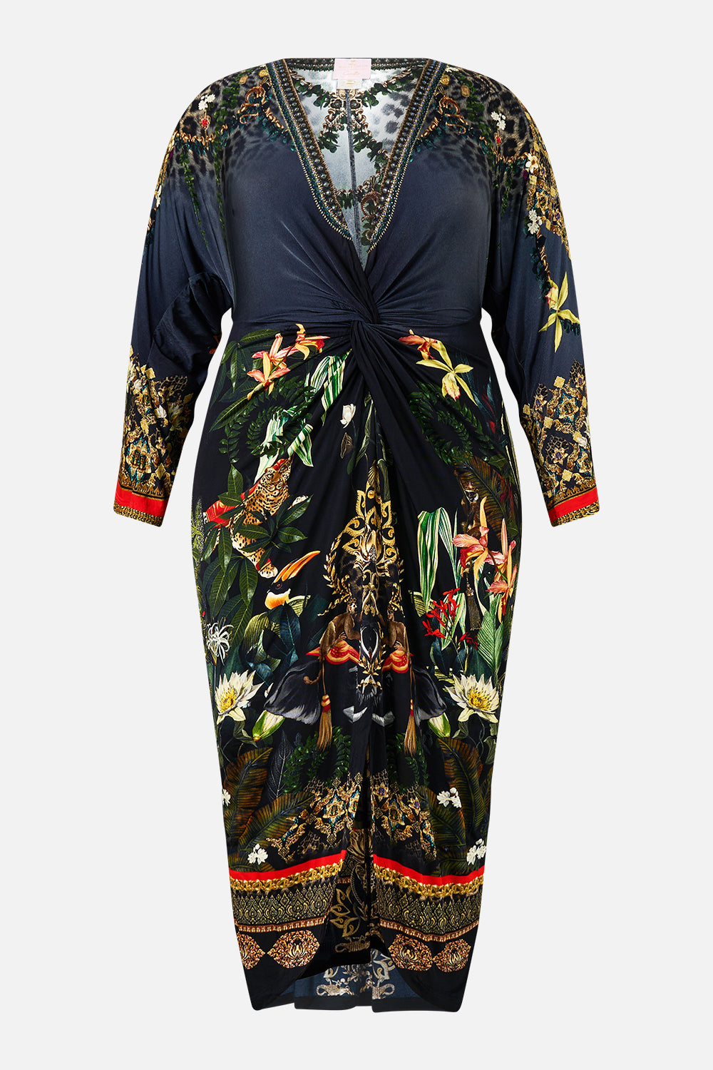 The Ready For My Welcome Drink Long Split Front Twist Dress