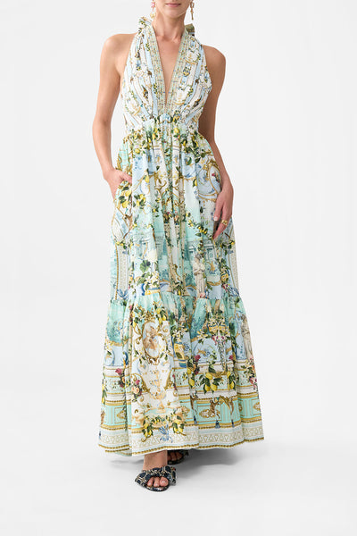 venus halter tie dress The On A Vespa Ruffle Hem Backless