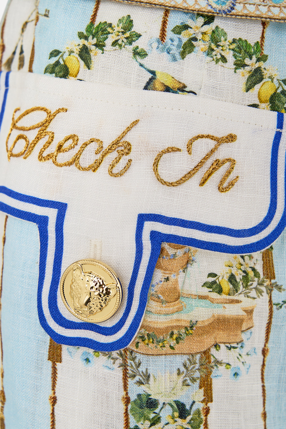The CAMILLA POCKET PLAYSUIT VENUS ON A VESPA in our  print.