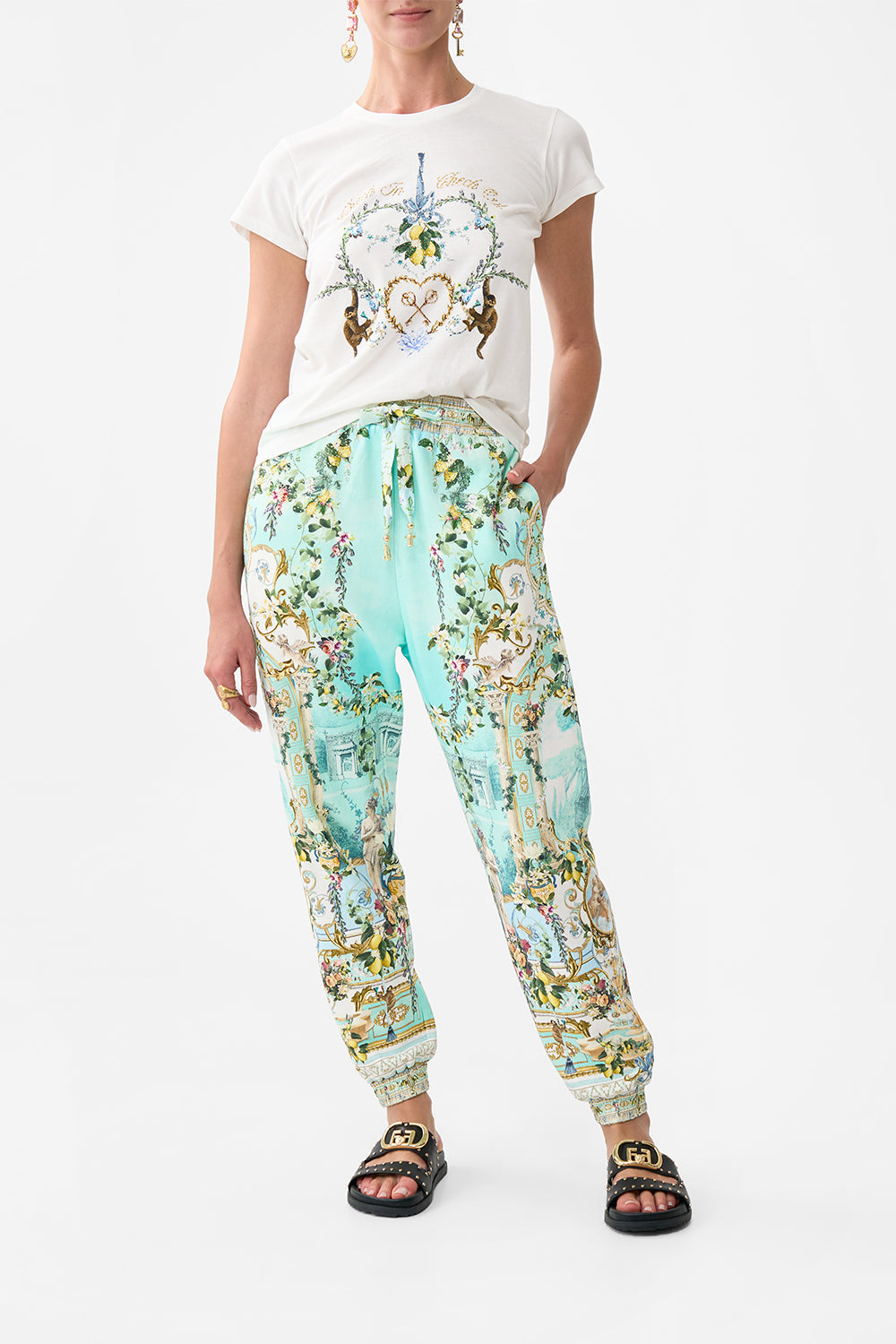 JERSEY TRACK PANT WITH SILK DETAILS VENUS ON A VESPA