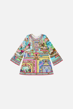 The CAMILLA Kids Flare Long Sleeve Tee Mini Dress 12-14 in our Spirit Of Santa Maria print.