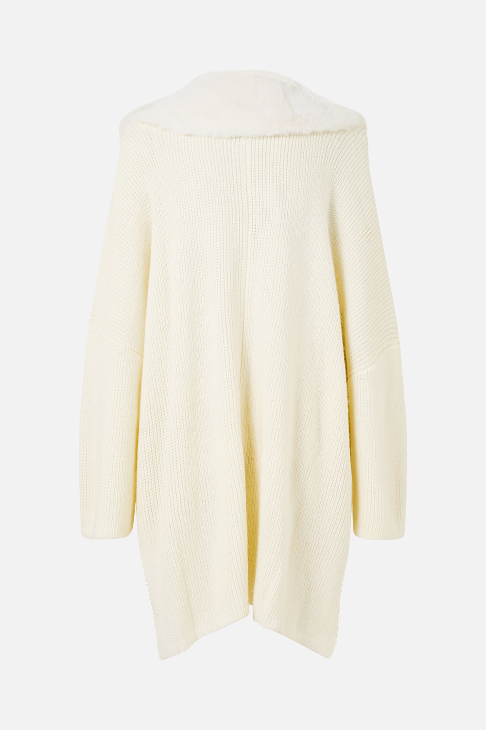 The CAMILLA Knit Relaxed Layer With Faux Fur in our Marble Heaven print.