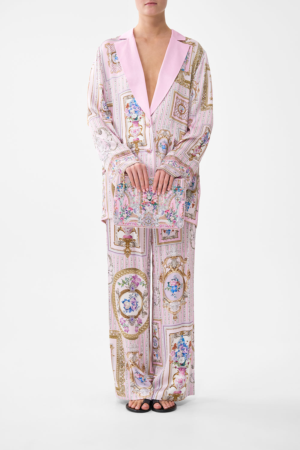 The CAMILLA SMALL CANVAS CLUTCH PALATIAL PASTELS in our  print.