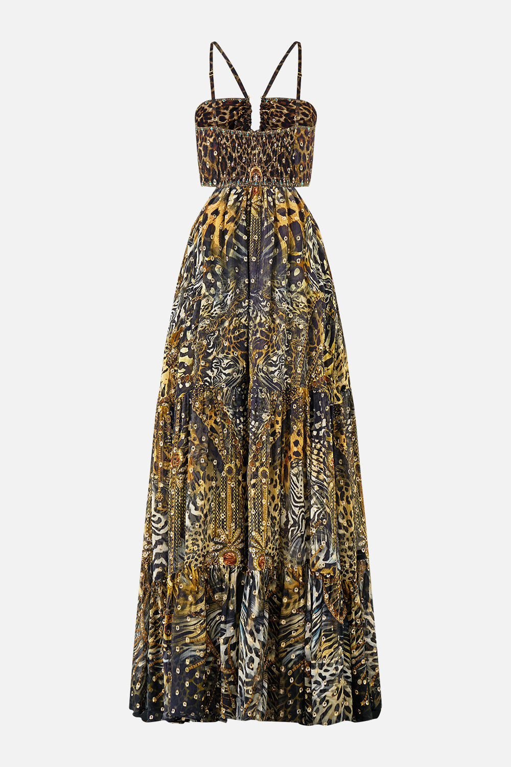 GATHERED CUT OUT DRESS FELINE FOLKLORE