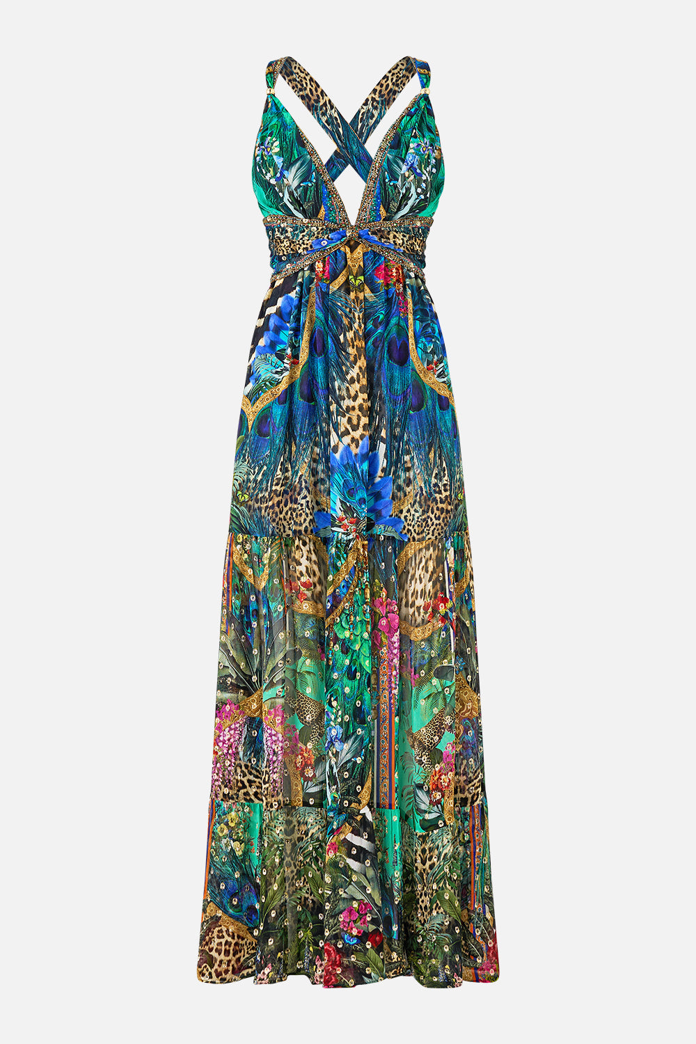VESTIDO CON PANELES FRUNCIDOS Y TIRANTES DE CUENTAS ALQUIMIA ANIMAL