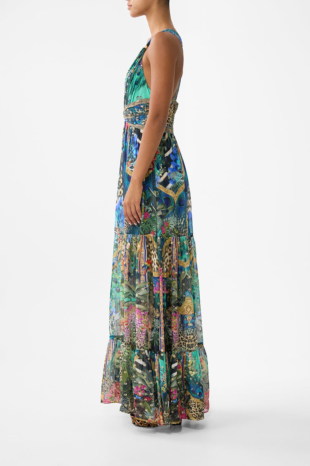 VESTIDO CON PANELES FRUNCIDOS Y TIRANTES DE CUENTAS ALQUIMIA ANIMAL