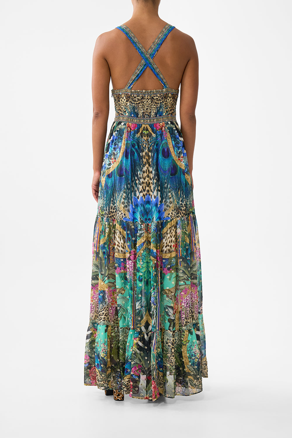 VESTIDO CON PANELES FRUNCIDOS Y TIRANTES DE CUENTAS ALQUIMIA ANIMAL