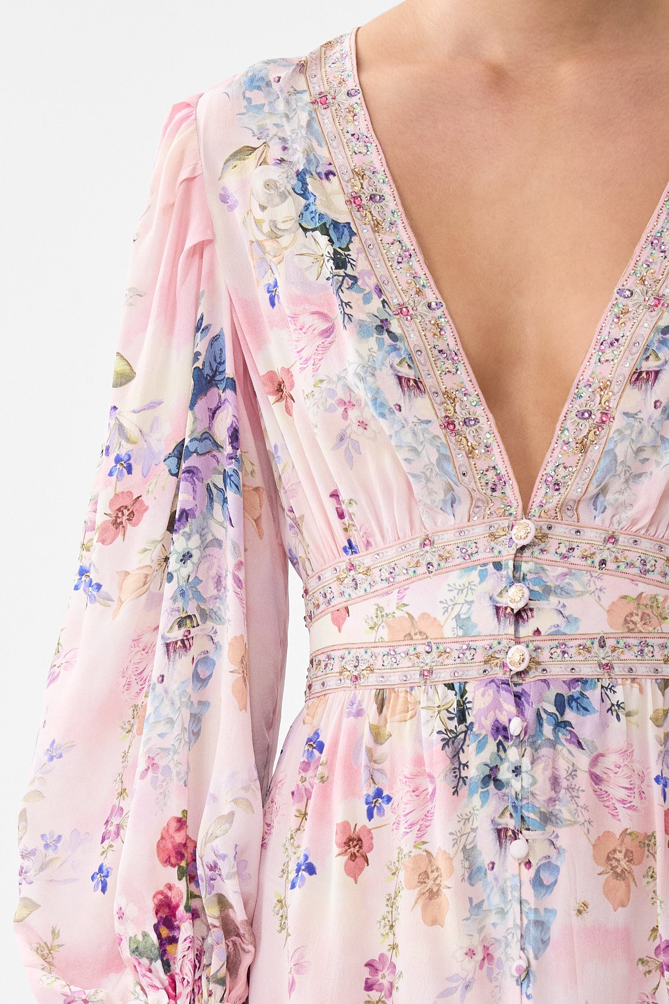 VESTIDO CON VOLANTES ABOTONADO EN COLORES PASTELES PALACIEGOS