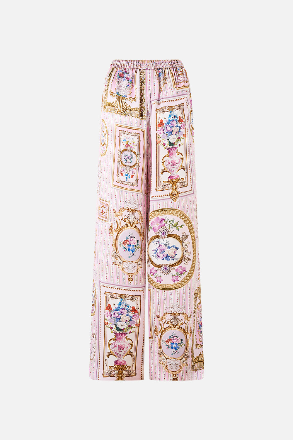 The CAMILLA button front lounge pant from our print palatial pastels, back product view