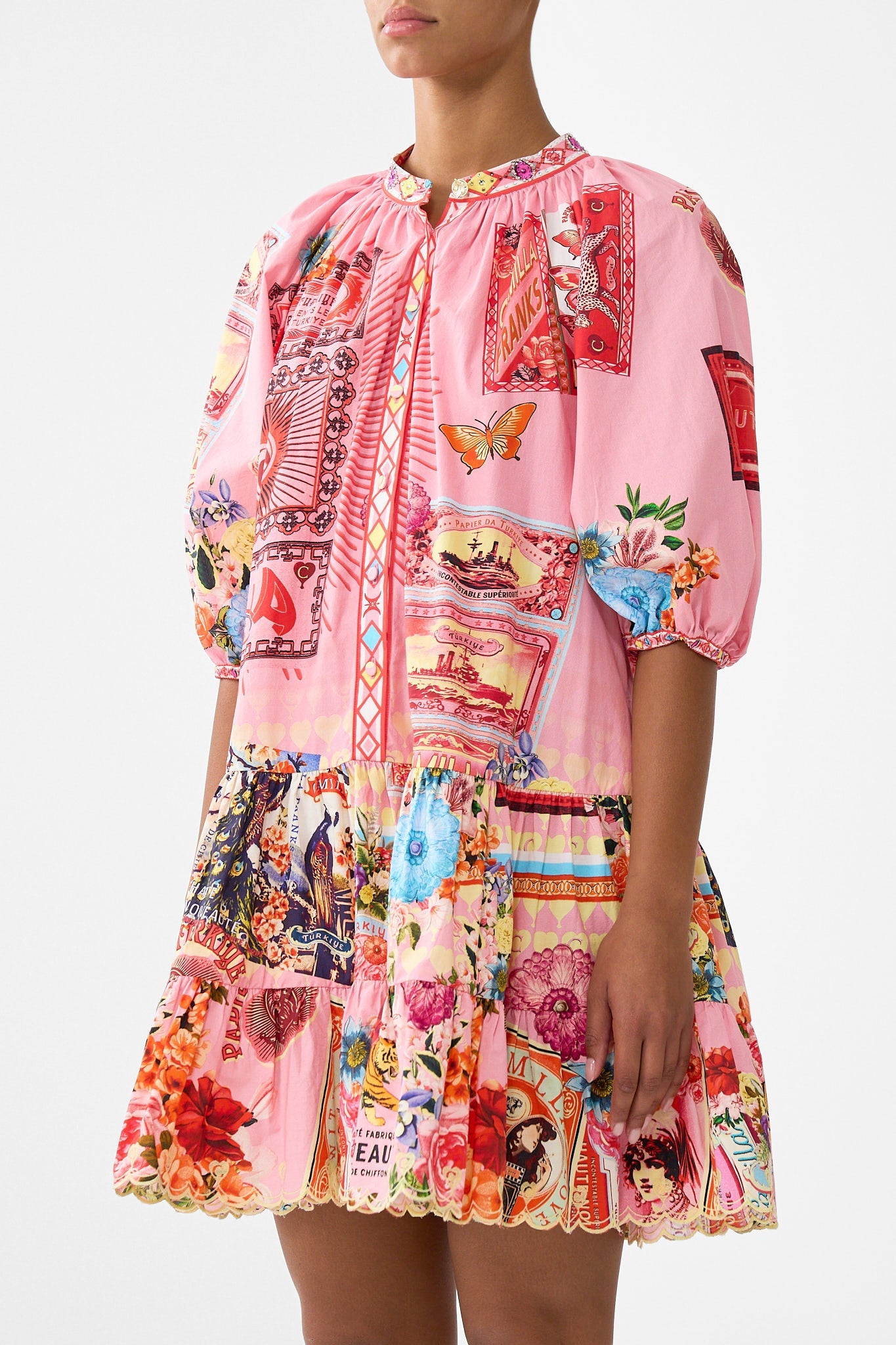 VESTIDO CAMISERO DE MANGAS ABULLONADAS COLLAGE KINGDOM