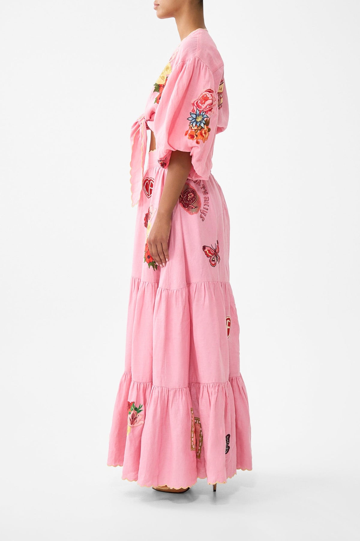 TIE FRONT PUFF SLEEVE TOP COLLAGE KINGDOM