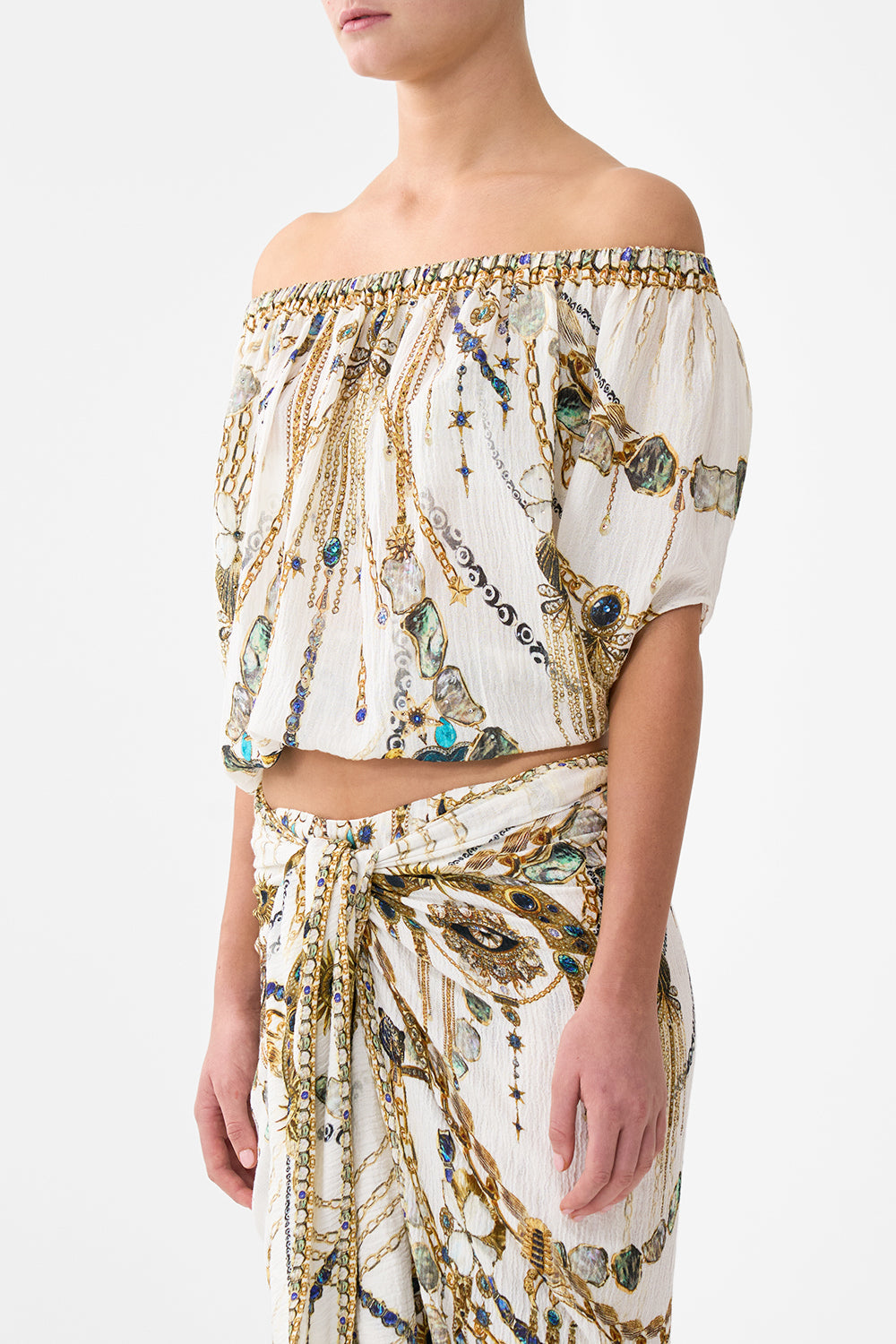 The CAMILLA off shoulder elastic top from our print chain gang
