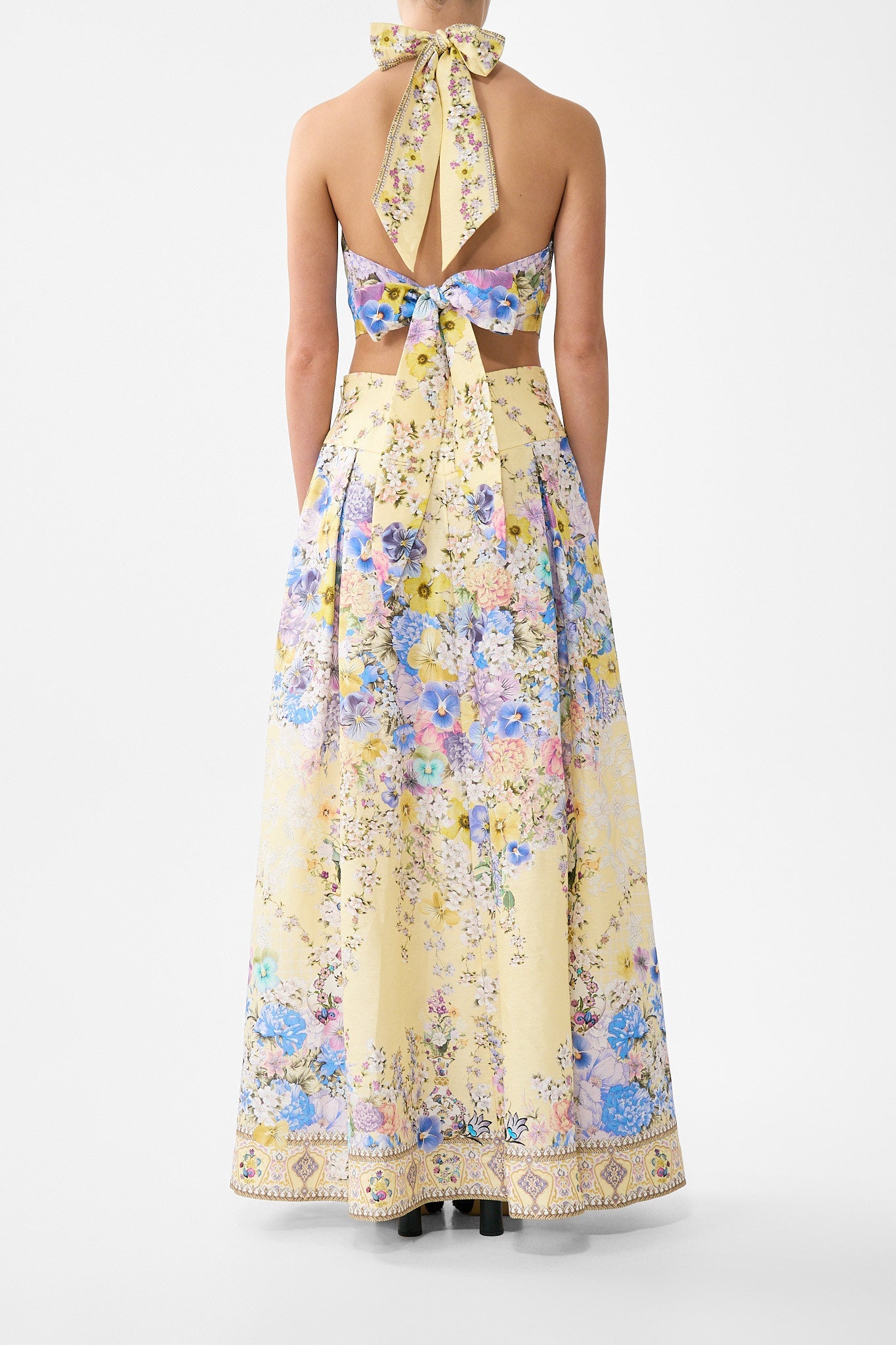 FALDA MAXI CORSET CINTURA BOTONES DE ROSA