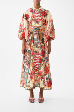 WAIST TIE SHIRT DRESS WITH BUBBLE SLEEVE HIGH CLASS HOOKAH