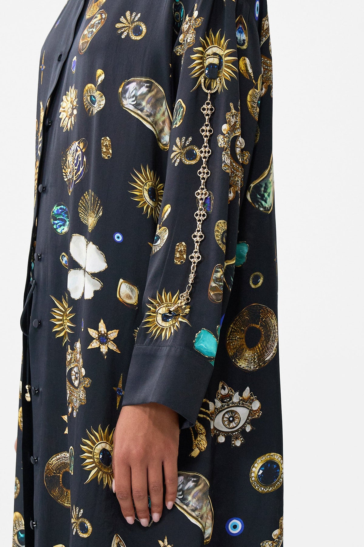 SHIRT DRESS WITH BACK BUTTON DETAIL AMULETS AND ALCHEMY