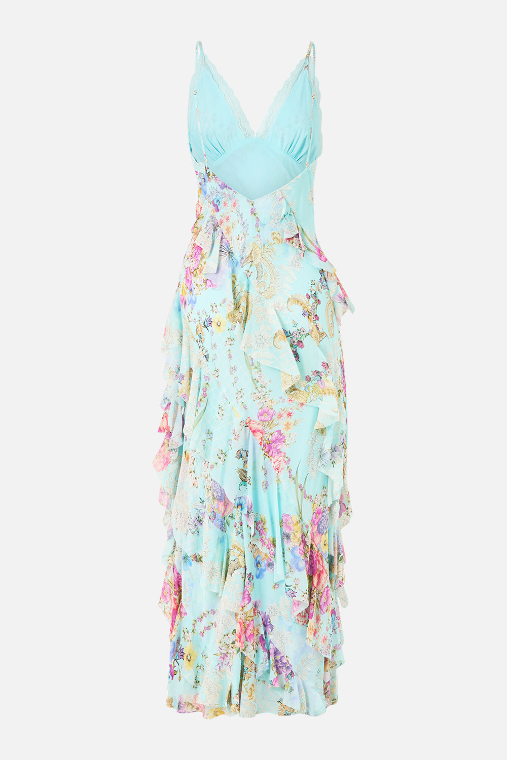 ASYMMETRICAL RUFFLE SLIP DRESS BAZAAR BLOOMS