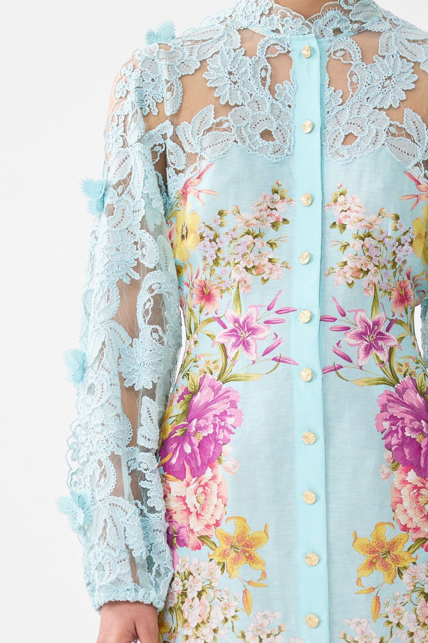LACE SLEEVE MINI DRESS BAZAAR BLOOMS