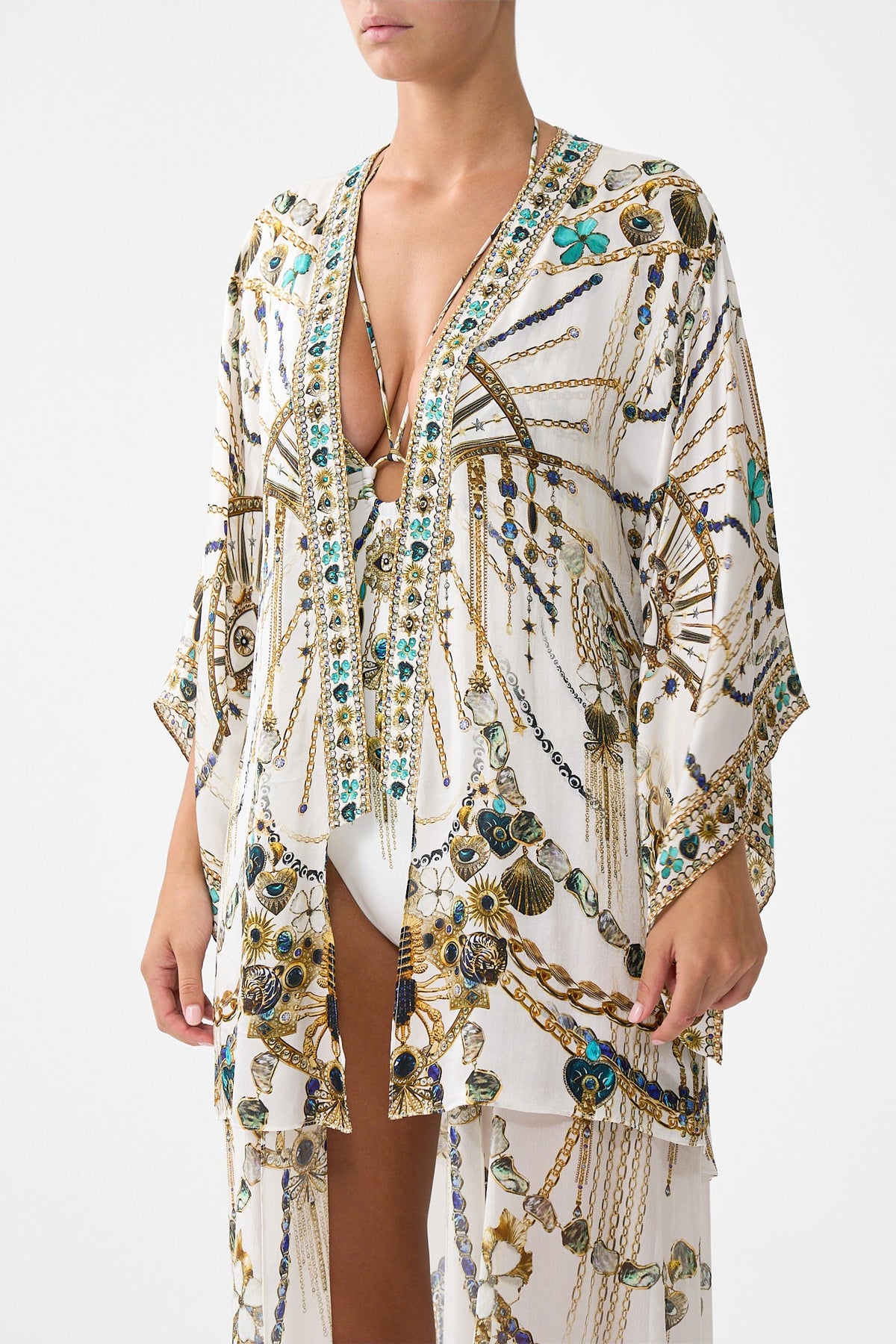 The CAMILLA kimono with long underlayer from our print chain gang