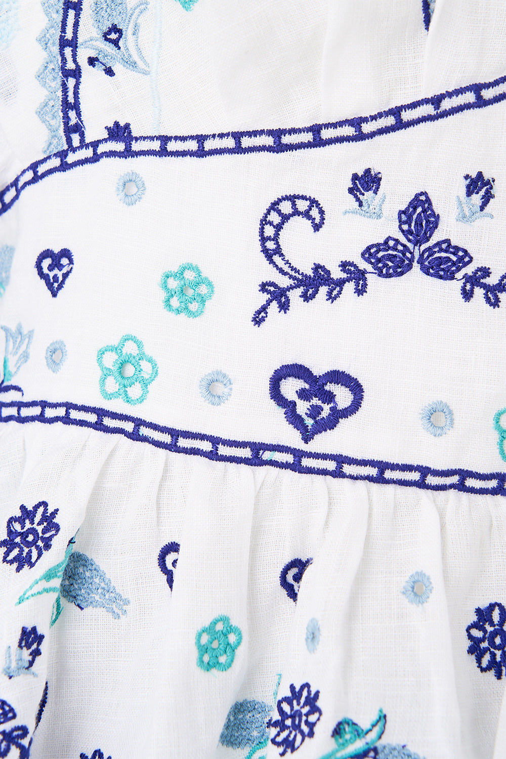 BLUSA DE ENCAJE CON CUELLO EN V Y VOLANTES