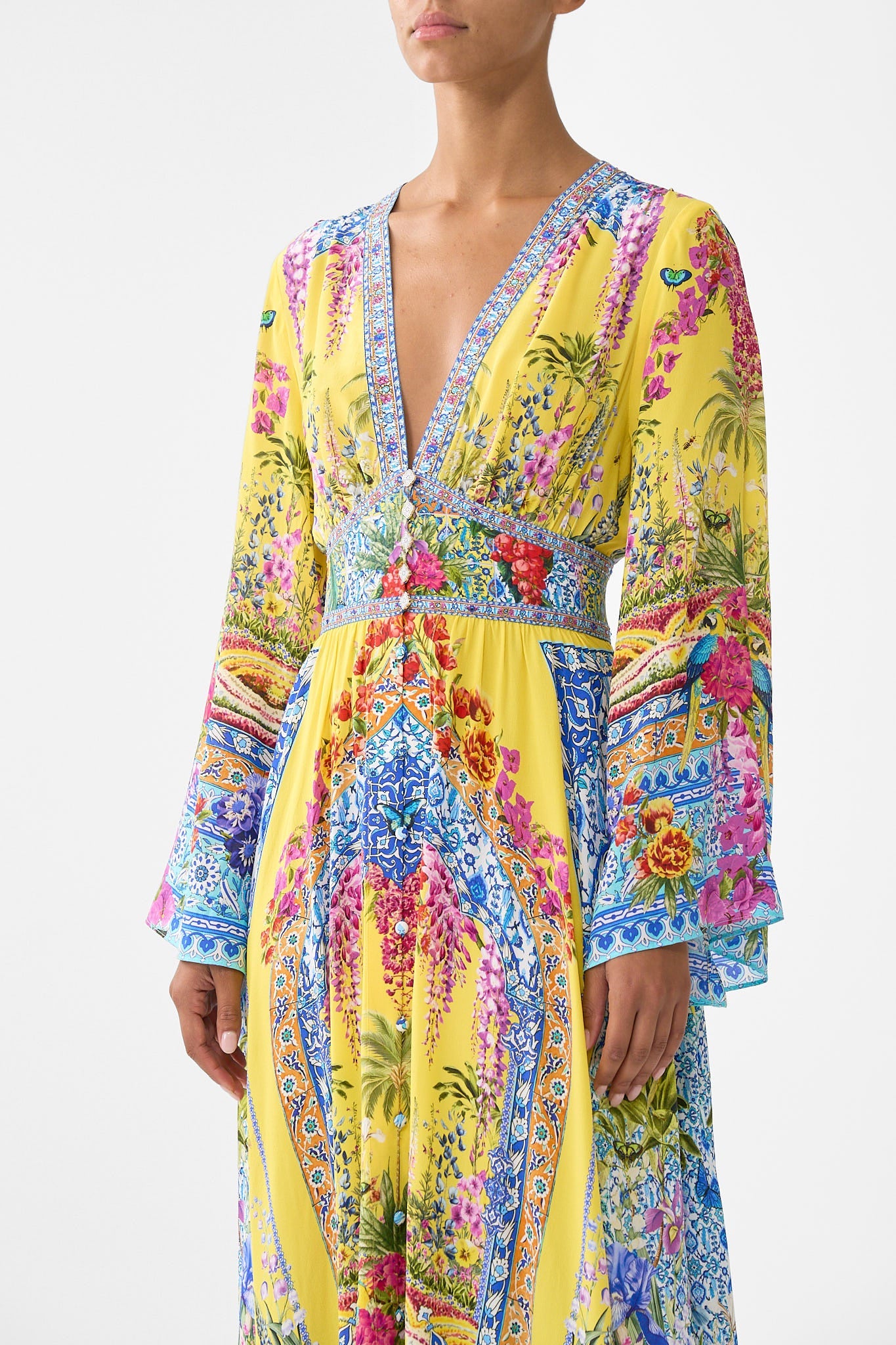 VESTIDO DE MANGA KIMONO CON DETALLE FRUNCIDO SULTANAHMET VERANO