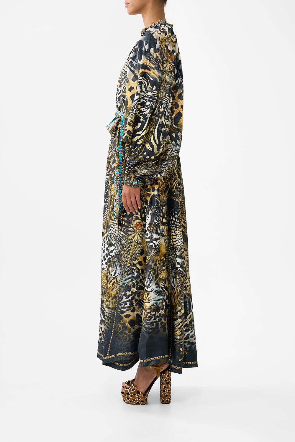 VESTIDO ASIMÉTRICO CON MANGA FAROL FOLCLORE FELINO