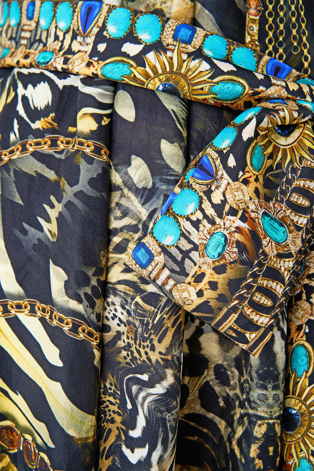 ONE SHOULDER DRESS WITH BLOUSON SLEEVE FELINE FOLKLORE