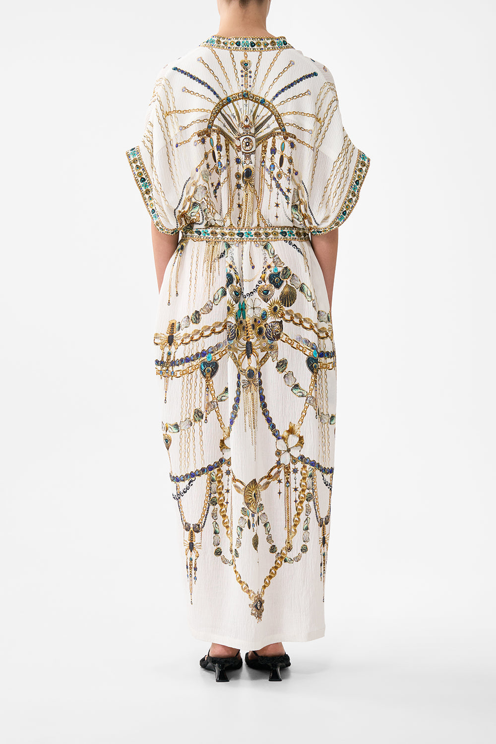 SHORT SLEEVE KAFTAN WITH TIE WAIST CHAIN GANG