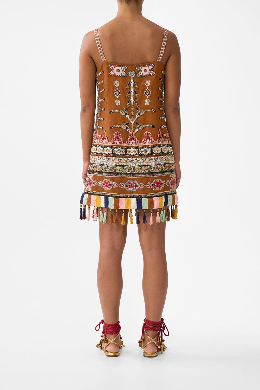 VESTIDO CAMISERO DE CUELLO CUADRADO TEJIDO DEL TIEMPO