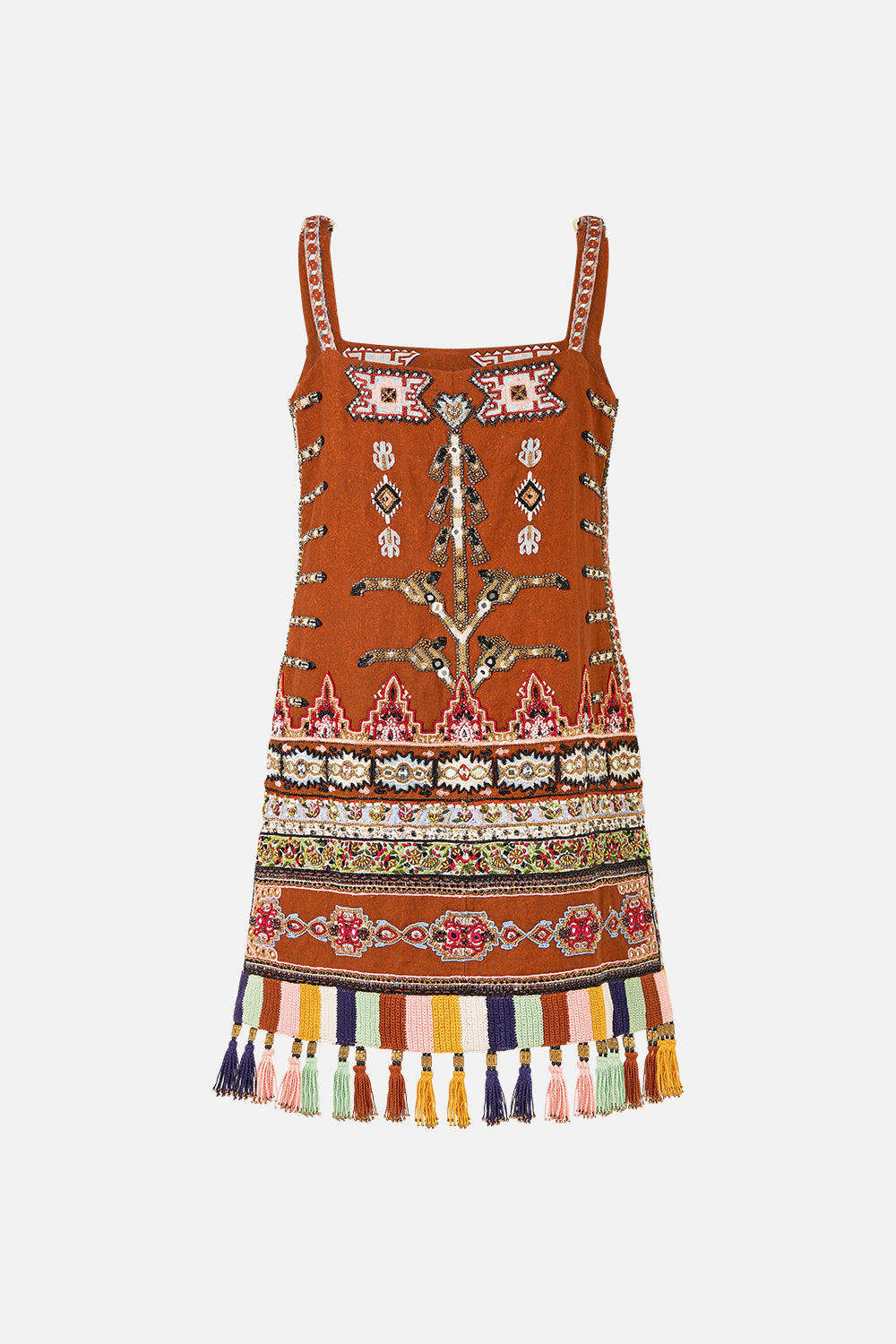 VESTIDO CAMISERO DE CUELLO CUADRADO TEJIDO DEL TIEMPO