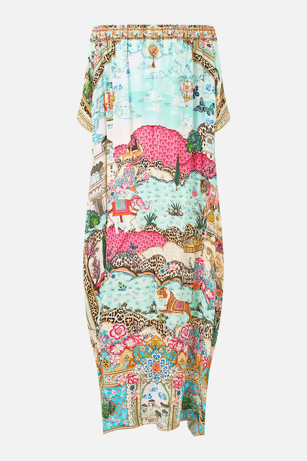 The CAMILLA off shoulder kaftan from our print miniature moments, back product view