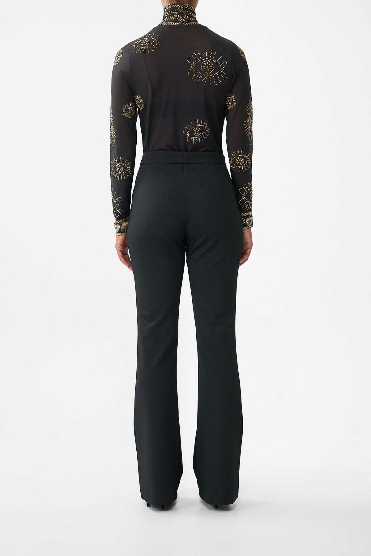 The CAMILLA flare trouser with seam detail from our print amulets and alchemy